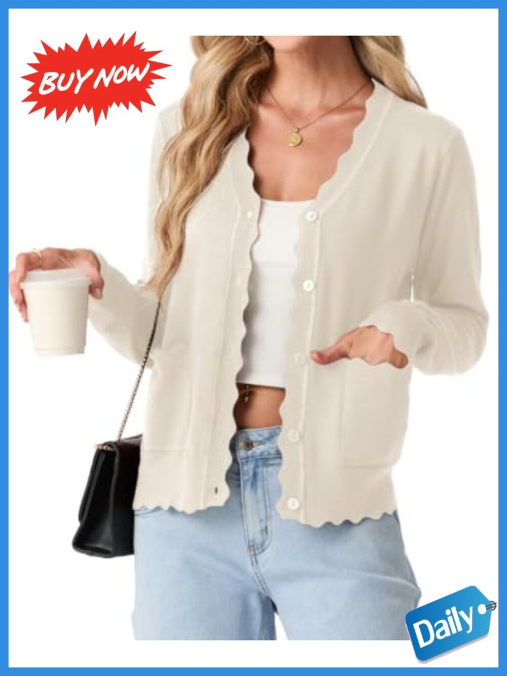 Women's Lightweight Viscose Knit Cardigan Button Front Pockets